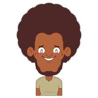 afro homem sorrir face desenho animado fofa vetor