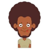 afro homem sorrir face desenho animado fofa vetor