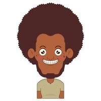 afro homem sorrir face desenho animado fofa vetor
