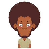 afro homem sorrir face desenho animado fofa vetor