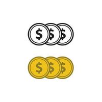 dinheiro dólar moeda logotipo ícone ilustração colorida e esboço vetor