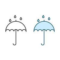 guarda-chuva logotipo ícone ilustração colorida e esboço vetor