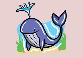 mão desenhado baleia Como mar animal flutuando vetor ilustração. desenho animado estilo baleia.