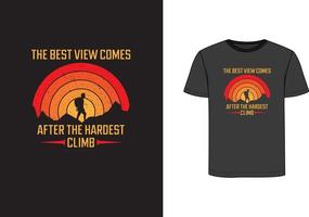 design de camiseta de aventura na montanha vetor