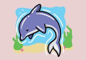 mão desenhado fofa golfinho. vetor desenho animado estilo golfinho Projeto.