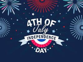 4º do Julho cumprimento cartão com Unidos estados nacional bandeira cores e mão letras texto feliz independência dia. vetor ilustração.