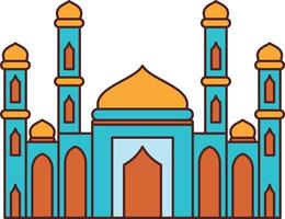 plano desenho animado islâmico mesquita construção ilustração. adequado para diagramas, mapa, infográficos, ilustração, e Ramadã cumprimento cartões vetor