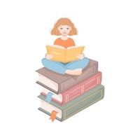 uma menina lendo uma livro, popularização do lendo vetor