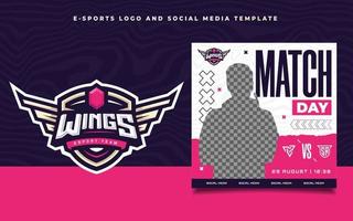 conjunto de modelo de panfleto de jogos e-sports para banner de mídia social e logotipo do torneio de jogos vetor