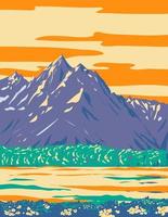 grande Teton nacional parque dentro Primavera Wyoming wpa poster arte vetor