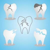 conjunto do rachado dente plano ícone para dental e remédio vetor