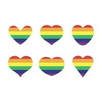 lgbt arco Iris bandeira dentro corações forma. gay, lésbica, bissexual, trans, queer orgulho amor símbolo do sexual diversidade vetor
