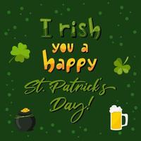 irlandês você feliz st patrick dia colorida letras Projeto. vetor cumprimento cartão com Cerveja vidro e trevo