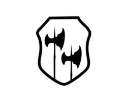 silhueta vetor Projeto do dois machados e escudo. melhor para logotipos, Distintivos, emblemas, ícones, acessível dentro eps 10.