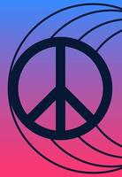 ícone, adesivo dentro hippie estilo com uma Paz placa em uma gradiente fundo com Preto círculos. vetor