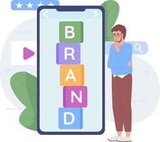 construção corporativo branding em social meios de comunicação plano conceito vetor local ilustração. editável 2d desenho animado personagem em branco para rede Projeto. criativo idéia para local na rede Internet, Móvel