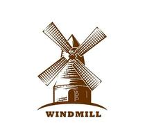 moinho de vento ícone, vento moinho ou trigo agricultura vetor