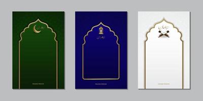 cartão de felicitações para o festival do ramadã com modelo de símbolos islâmicos vetor