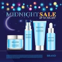 promoção de banner para produto de cosméticos à meia-noite vetor