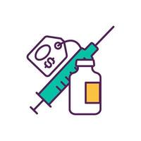 vacinação e ícone de cor de tratamento vetor