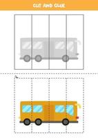Corte e cole o jogo para crianças. ônibus dos desenhos animados. vetor
