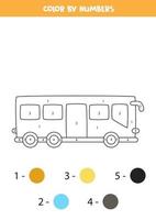 ônibus da cidade dos desenhos animados da cor por números. planilha de transporte. vetor