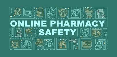 banner de conceitos de palavras de segurança de farmácias on-line vetor