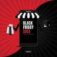 venda online black friday com compra de smartphone vetor