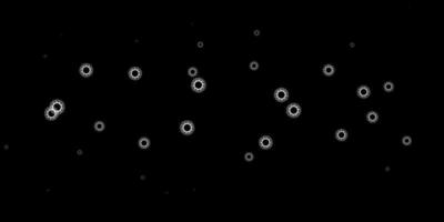de fundo vector cinza escuro com símbolos covid-19.