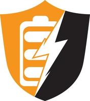 modelo de design de logotipo de bateria de energia. design de logotipo de carga rápida de bateria. energia da bateria e ícone do logotipo do relâmpago flash. vetor