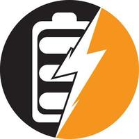 modelo de design de logotipo de bateria de energia. design de logotipo de carga rápida de bateria. energia da bateria e ícone do logotipo do relâmpago flash. vetor