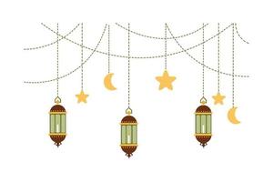 islâmico lanterna ilustração para Ramadã kareem elementos decoração. símbolos do Ramadã mubarak, suspensão ouro lanternas, árabe lâmpadas, lanternas lua, lanterna elemento, estrela, arte, vetor e ilustração