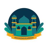 Ramadã kareem com islâmico ilustração ornamento. Ramadã kareem cumprimento fundo islâmico com mesquita vetor