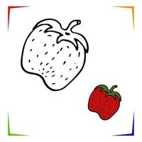 strawberrie coloração página. vetor educacional planilha colori de amostra. pintura jogos pré escola crianças