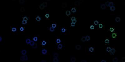 padrão de vetor azul escuro e verde com elementos de coronavírus.