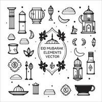 conjunto do eid mubarak, eid al fitr elementos ícones vetor ilustração isolado em branco fundo