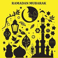 Ramadã kareem, Ramadã Mubarak islâmico Projeto ícones vetor definir. Ramadã símbolo, ícone conjunto