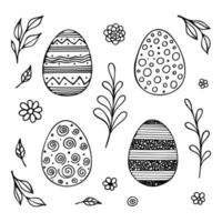 rabisco do Páscoa ovos com vários padrões. mão desenhado vetor ilustração para Páscoa Projeto e crianças coloração livro.