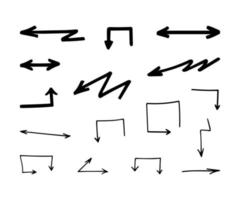 conjunto do vetor Setas; flechas. mão desenhado Projeto elementos, diferente formas isolado em branco fundo.