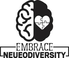 abraço neurodiversidade camiseta vetor