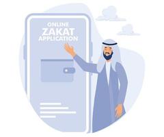 conectados zakat inscrição conceito, Ramadã kareem, eid mubarak, plano vetor moderno ilustração