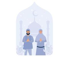 feliz eid mubarak, perdoar mim corpo e alma, cumprimento feliz eid al fitr, plano vetor moderno ilustração