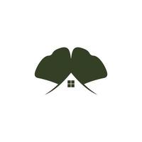 ginkgo folha casa logotipo ícone vetor gráfico estoque vetor