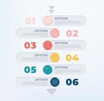 6 processo degrau infográfico modelo. 6 degrau diagrama o negócio linha. vetor