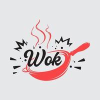 wok panela ilustração vetor logotipo tradicional fritar panela chapa para macarrão chinesse Comida