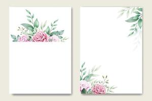 cartão de convite de casamento com aquarela rosa floral vetor