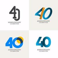 40 anos de comemoração de aniversário compilação logotipo vetor modelo design ilustração