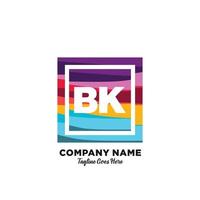 bk inicial logotipo com colorida modelo vetor. vetor