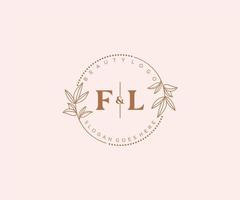 inicial fl cartas lindo floral feminino editável premade monoline logotipo adequado para spa salão pele cabelo beleza boutique e Cosmético empresa. vetor