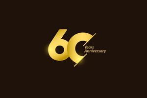 60 anos de comemoração de aniversário de ouro logotipo vetor modelo design ilustração
